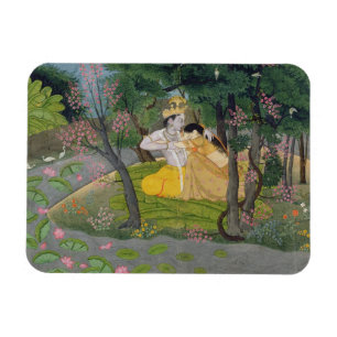 Radha und Krishna Umarmung in einer Waldung des Magnet