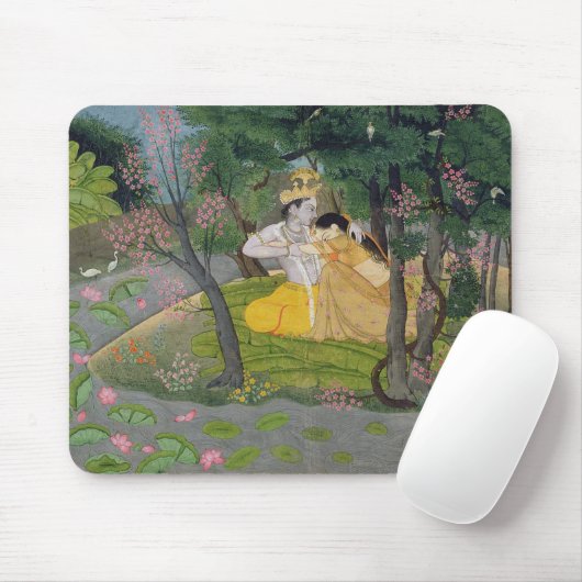 Radha und Krishna Umarmung in einer Waldung des Mousepad (Mit Mouse)