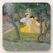 Radha und Krishna Umarmung in einer Waldung des Untersetzer (Vorderseite)