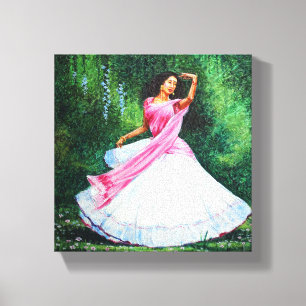 Radha Wartete für Krishna in Vrindavan Leinwanddruck