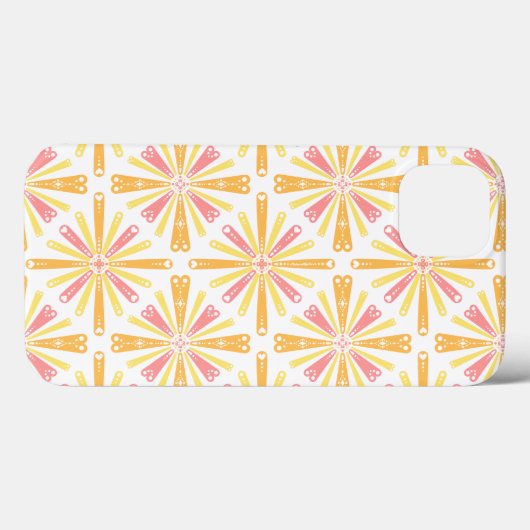 Radial Heart Sunburst Pattern Pink Gelb Case-Mate iPhone Hülle (Rückseite (Horizontal))