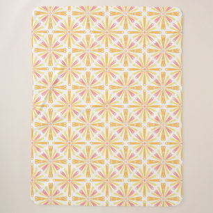 Radial Heart Sunburst Pattern Pink Gelb Sherpadecke