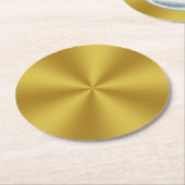 Radial | Metallic Look Imitate Gold Runder Pappuntersetzer (Angewinkelt)