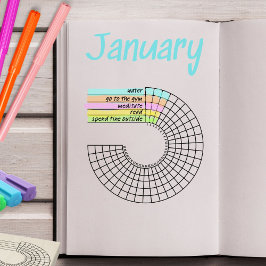 Radial Monthly Habit Tracker Journal-Briefmarke Gummistempel