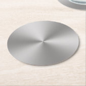 Radial | Silver Brushed Metal Look Runder Pappuntersetzer (Angewinkelt)