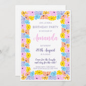 Radialblumenkante Geburtstagskest Einladung (Vorne/Hinten)