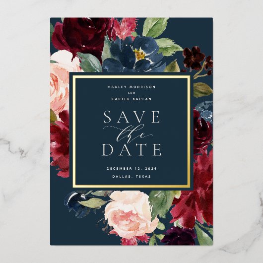 Radialblutfolie Save the Date Folieneinladung (Vorderseite)