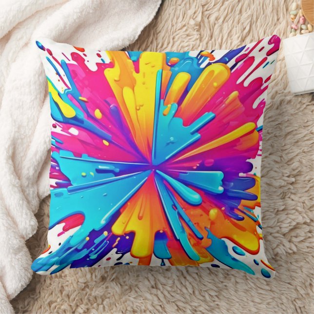 Radiale Farbexplosion Kunst Kissen (Decke)