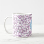 Radiale Orchid Damask Monogramm-Tasse Kaffeetasse (Links)