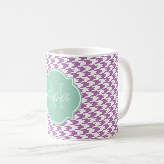 Radiale Orchid-Hahnentrittmuster-Monogramm-Tasse Kaffeetasse (VorderseiteRechts)