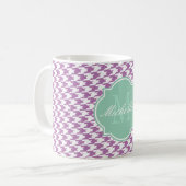Radiale Orchid-Hahnentrittmuster-Monogramm-Tasse Kaffeetasse (Vorderseite Links)