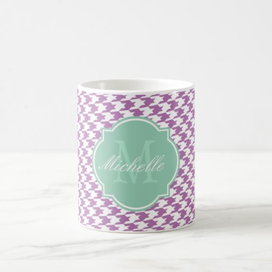Radiale Orchid-Hahnentrittmuster-Monogramm-Tasse Kaffeetasse (Mittel)