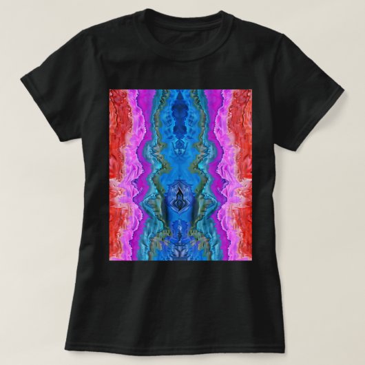 "Radiale Reflektion" Farbenfrohe Abstrakte Kunst T-Shirt (Design vorne)