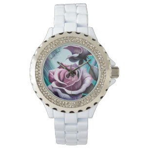 Radiale Rose: Perfekt rosa und Lila Petalen Armbanduhr