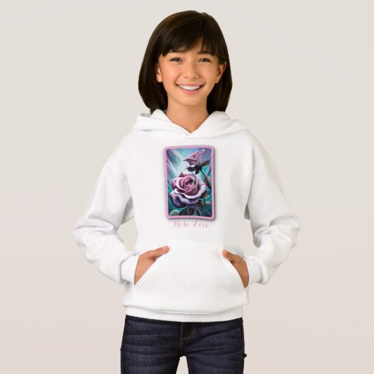 Radiale Rose: Perfekt rosa und Lila Petalen Hoodie (Vorne ganz)
