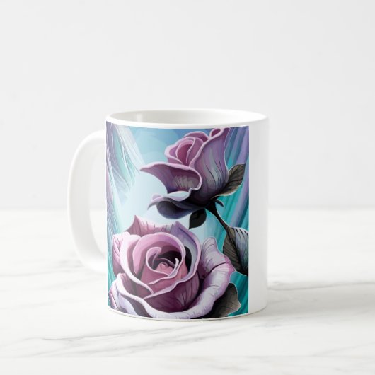 Radiale Rose: Perfekt rosa und Lila Petalen Kaffeetasse (Vorderseite Links)