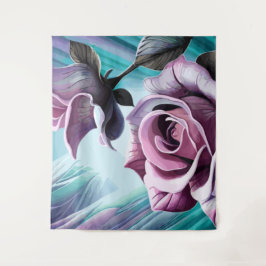 Radiale Rose: Perfekt rosa und Lila Petalen Wandteppich