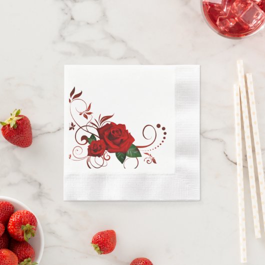 Radiale Rote Rosen Serviette (Beispiel)