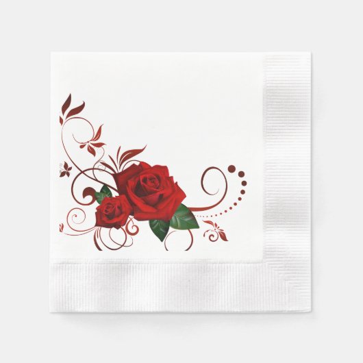 Radiale Rote Rosen Serviette (Vorderseite)