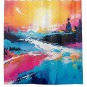 Radiale Ruhe: Abstrakte Spiegelungen der Sonnenunt Duschvorhang (Vorderseite)