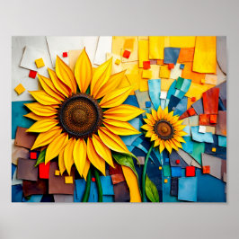 Radiale Sonnenblume im modernen Abstrakten Stil Poster