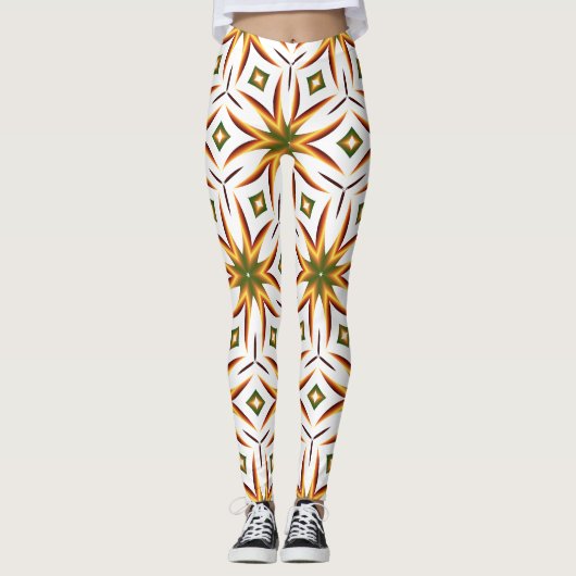 Radiale Sternexplosion Nahtloses Muster Leggings (Vorderseite)