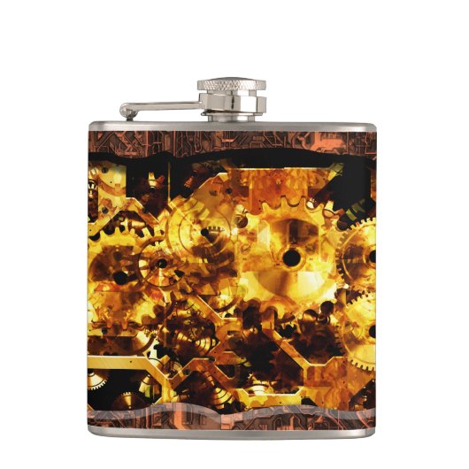 Radialer Steampunk 7 Wrapped Flask Flachmann (Vorderseite)
