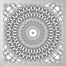 Radiales florales Mandala mit geschichteten Ringen Poster