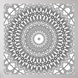 Radiales florales Mandala mit geschichteten Ringen Poster