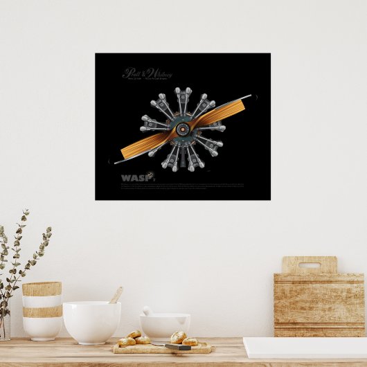 Radialflugzeug-Motor mit Prop Art Poster (Küche)
