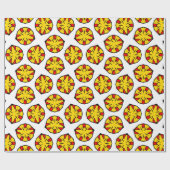 Radialgelb und Rot-Blütenbrand Geschenkpapier (Flach)