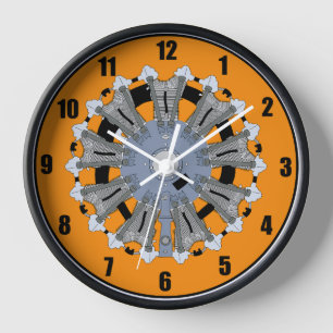 Radialmotor-Wanduhr 9 Zylinder Uhr