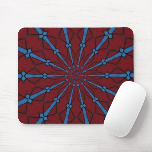 Radialmousepad aus rotem und blaufestem Glas Mousepad (Mit Mouse)