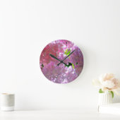 Radialrosa Hydrangeas, rosa Blume, rosa Blume Runde Wanduhr (Zuhause)