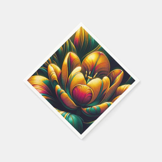 Radiant Abstrakt Tulip Bloom Serviette (Ecke)