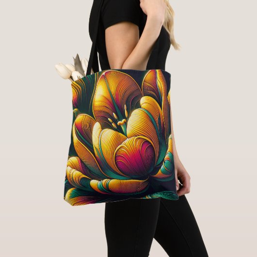 Radiant Abstrakt Tulip Bloom Tasche (Von Nahem)