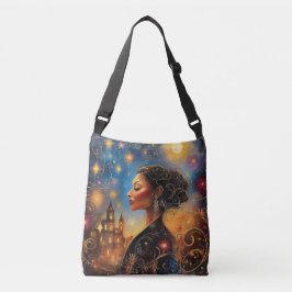 Radiant African American Woman Starry Sky Tragetaschen Mit Langen Trägern