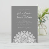 Radiant Airy Crescent Moon Mandala Wedding Einladung (Stehend Vorderseite)