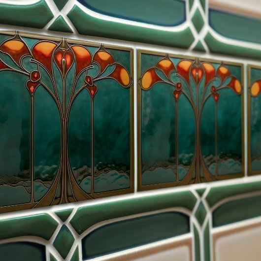 Radiant Amber Bloom Fliese