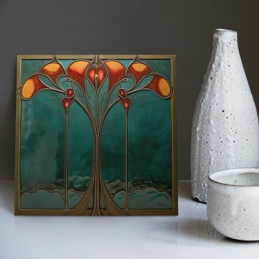 Radiant Amber Bloom Fliese