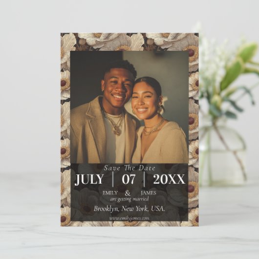 Radiant Anemones Fantasy Fall Wedding Save The Date (Stehend Vorderseite)