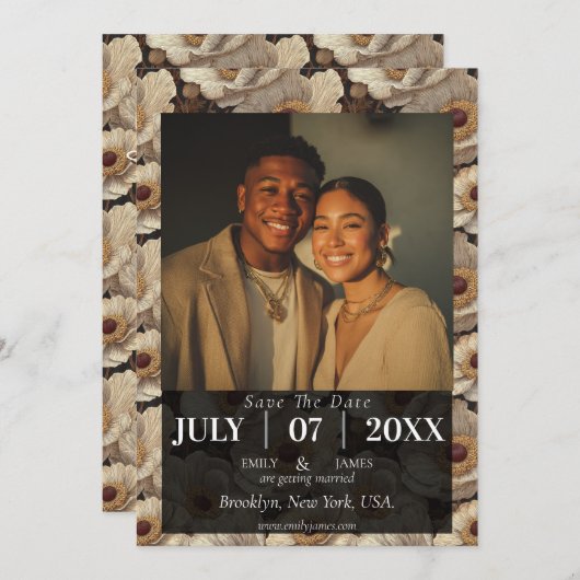 Radiant Anemones Fantasy Fall Wedding Save The Date (Vorne/Hinten)