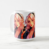 Radiant Anime Girl: Schöne Manga Kunst Kaffeetasse (Vorderseite Links)