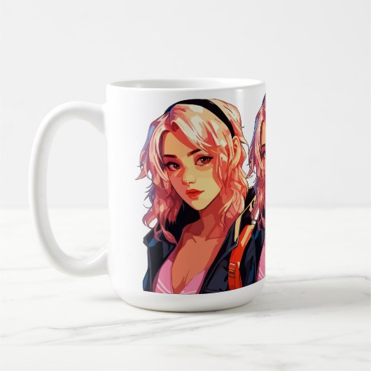 Radiant Anime Girl: Schöne Manga Kunst Kaffeetasse (Links)