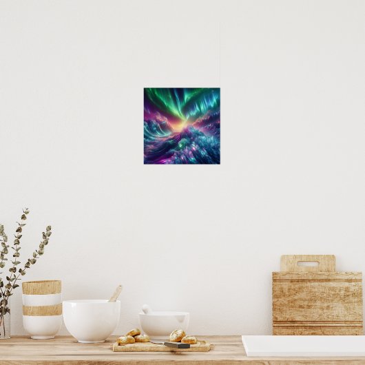 Radiant Aurora Crystal Wave Horizon Glow Poster (Küche)