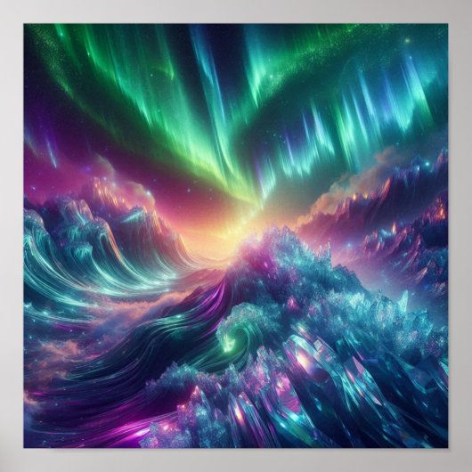 Radiant Aurora Crystal Wave Horizon Glow Poster (Vorne)