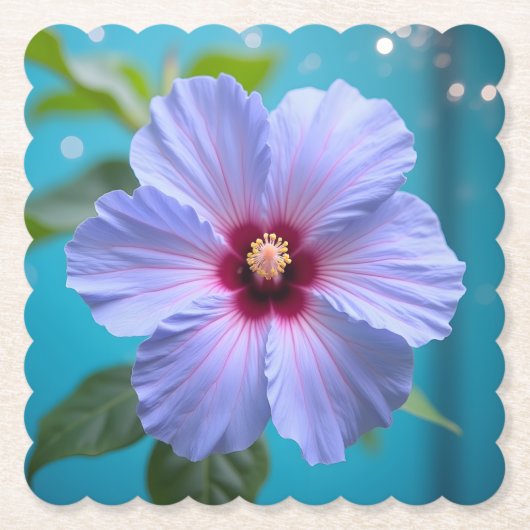 Radiant Beauty: Lavendel Hibiskus Blume im Blut Untersetzer (Vorderseite)