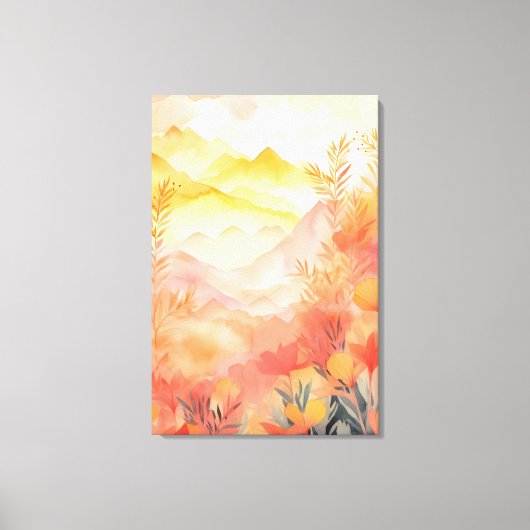 Radiant Beginns: Sonnenaufgang, Berge, Blume Leinwanddruck (Vorderseite)