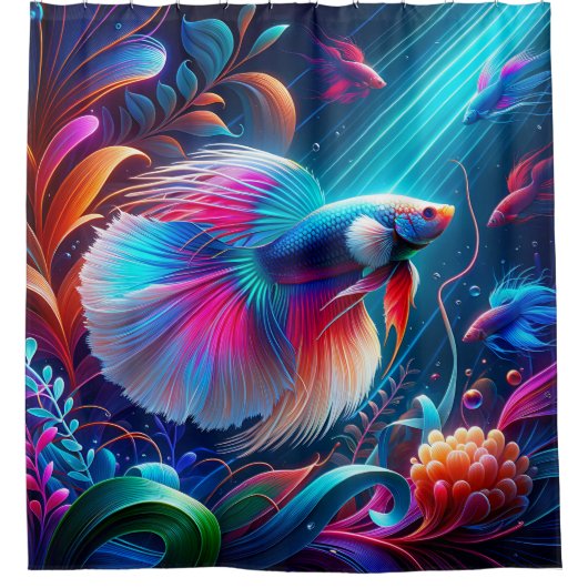"Radiant Betta Fish Underwater Art" Duschvorhang (Vorderseite)