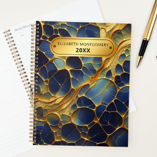 Radiant Bio goldene Linien auf blauem Indiz Planer